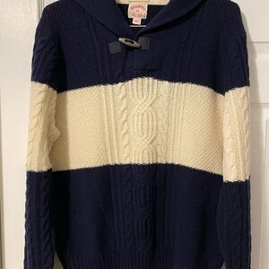 Brooks Brothers Navy and Cream Cable Knit Sweater